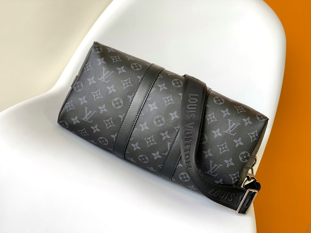 Louis Vuitton Keepall Bandouliere 35 Monogram Embossed Black