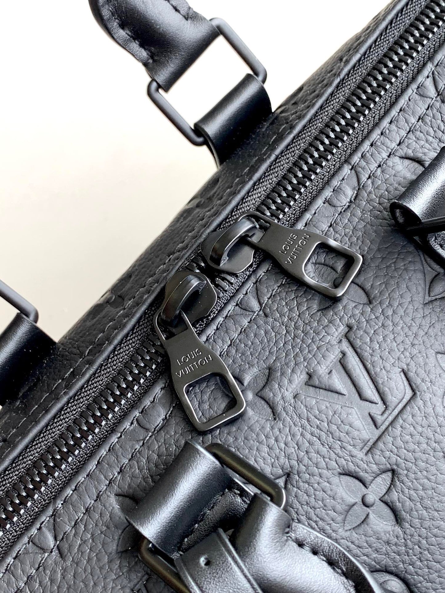 Louis Vuitton Keepall Bandouliere 35 Monogram Black Calfskin Embossed Pattern