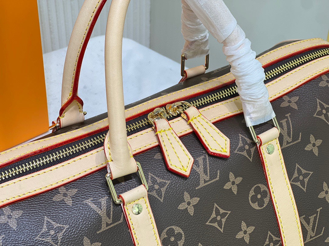 Louis Vuitton Keepall Bandouliere 45 Monogram Brown Presbyopia With Beige Handle