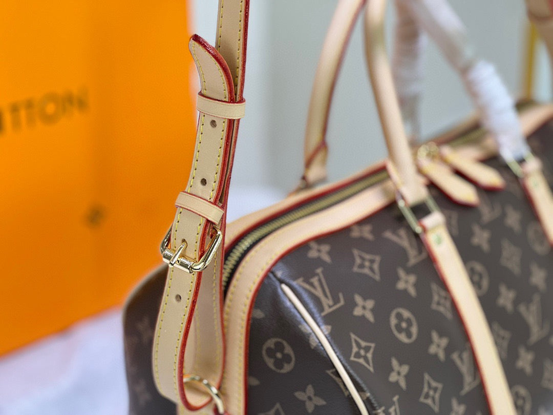 Louis Vuitton Keepall Bandouliere 45 Monogram Brown Presbyopia With Beige Handle