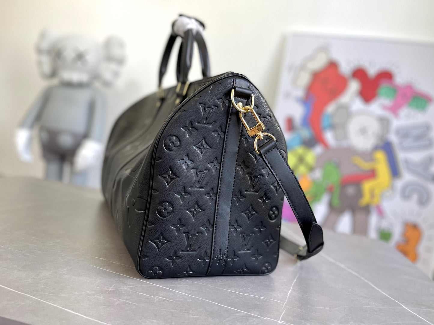 Louis Vuitton Keepall Bandouliere 45 Monogram Embossed Black