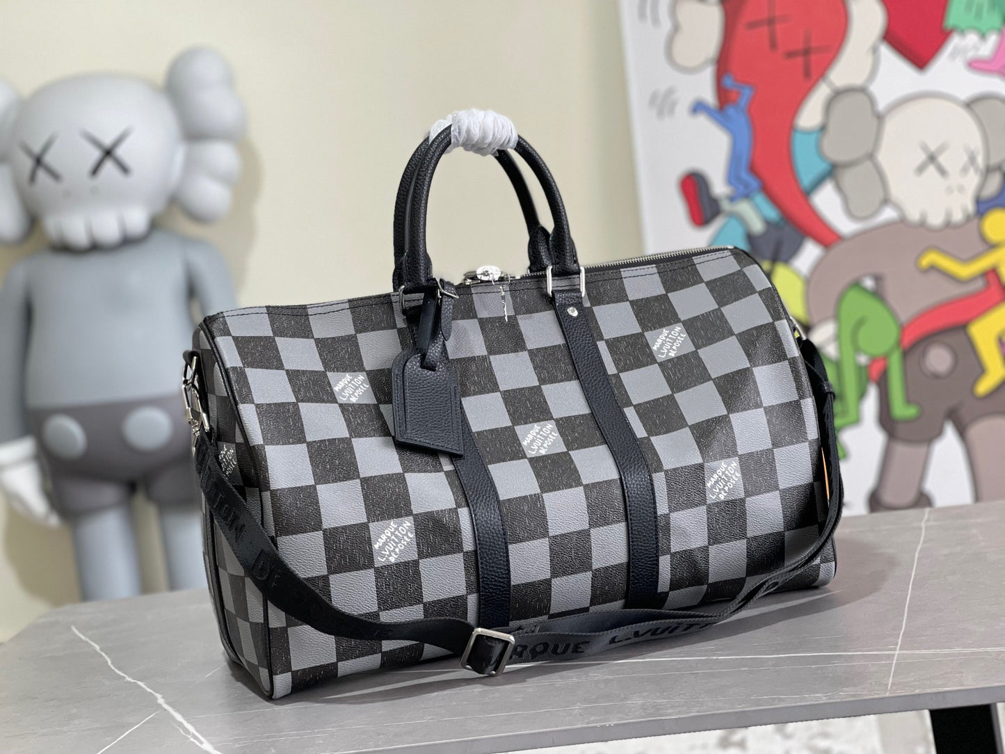 Louis Vuitton Keepall Bandouliere 45 Monogram Black And Gray Checkerboard