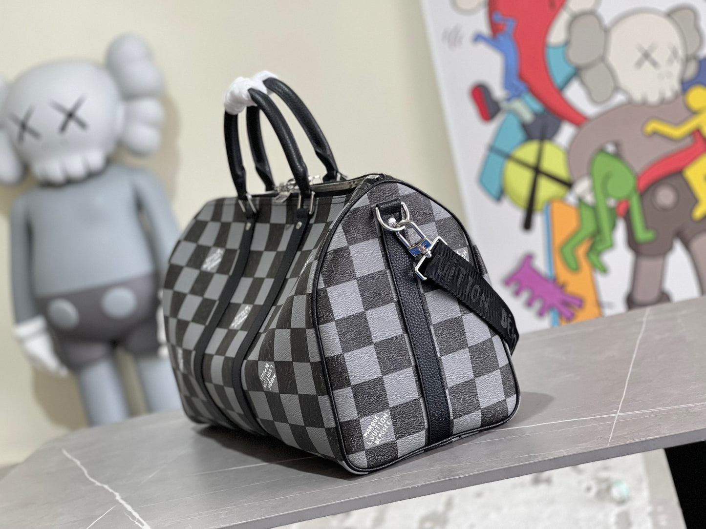 Louis Vuitton Keepall Bandouliere 45 Monogram Black And Gray Checkerboard