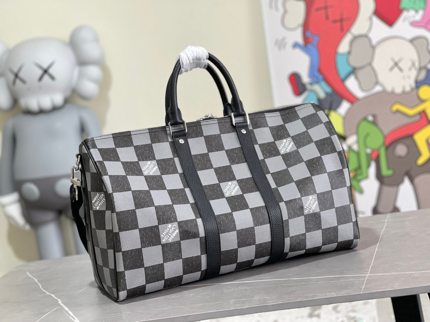 Louis Vuitton Keepall Bandouliere 45 Monogram Black And Gray Checkerboard