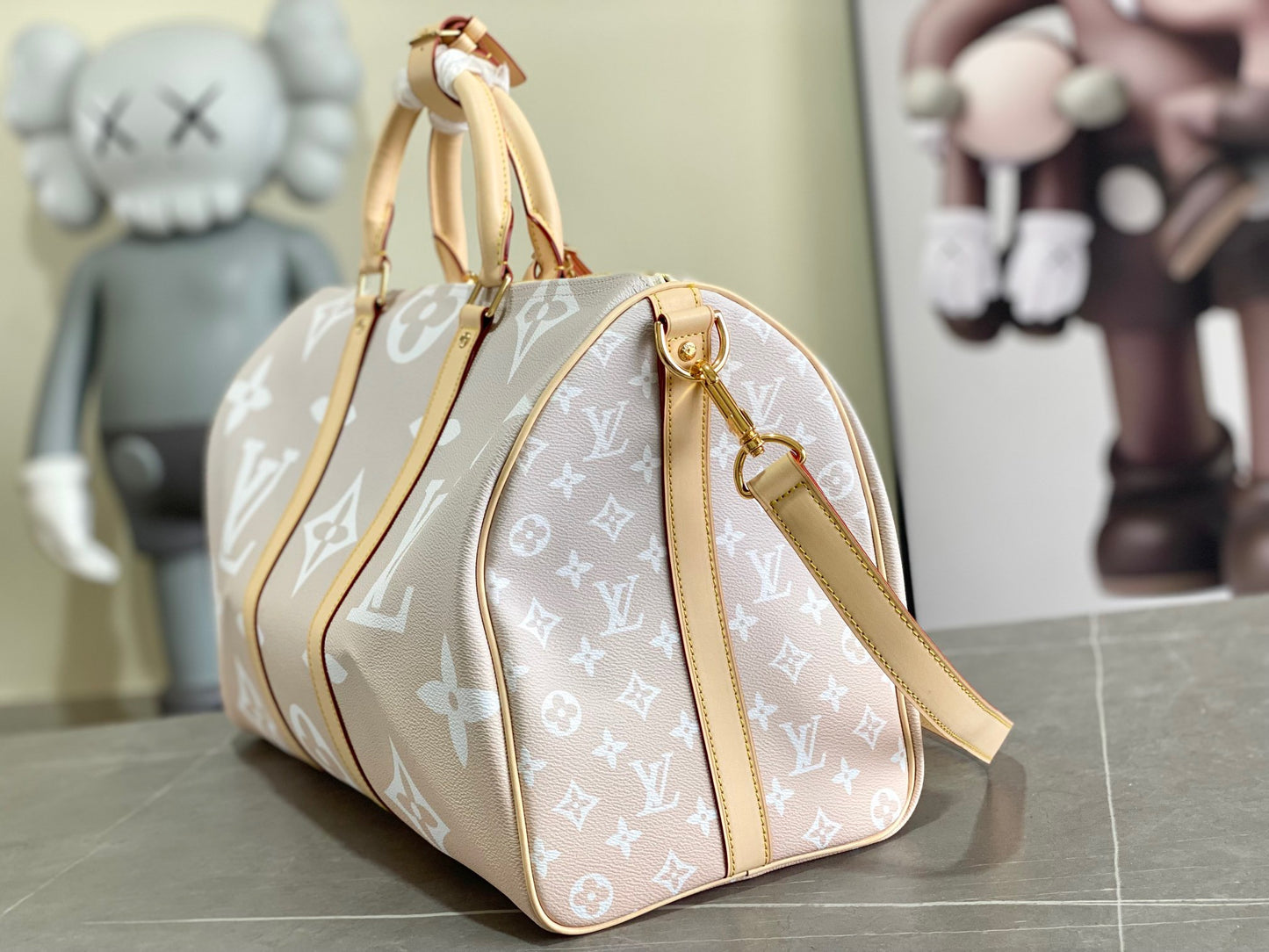 Louis Vuitton Keepall Bandouliere 45 Monogram Embossed Pink