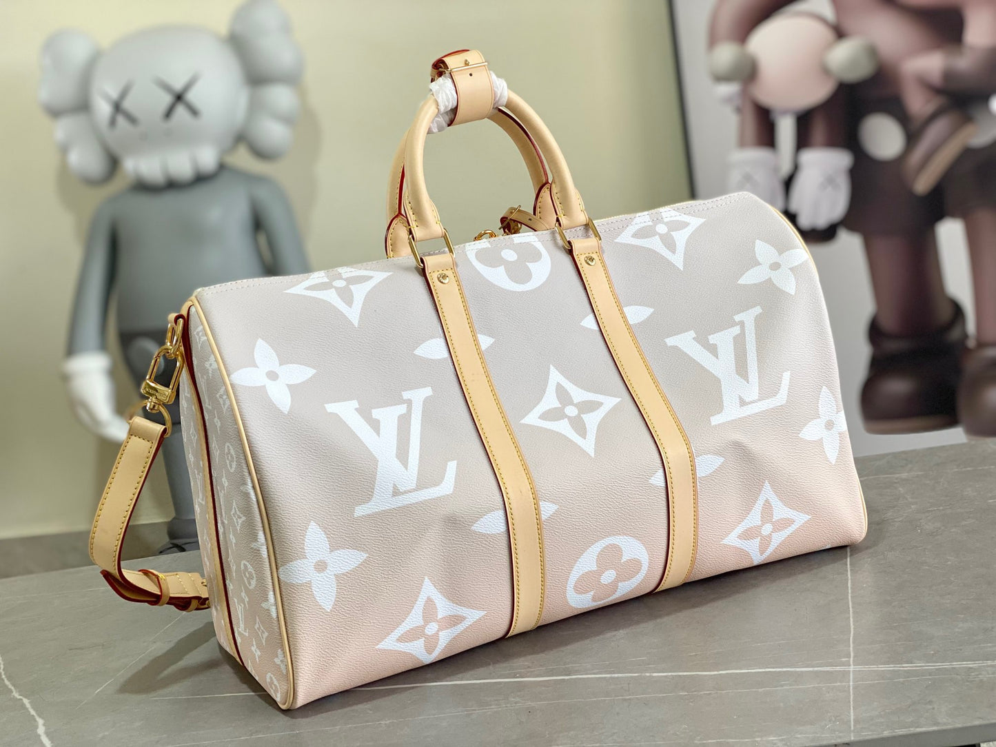 Louis Vuitton Keepall Bandouliere 45 Monogram Embossed Pink