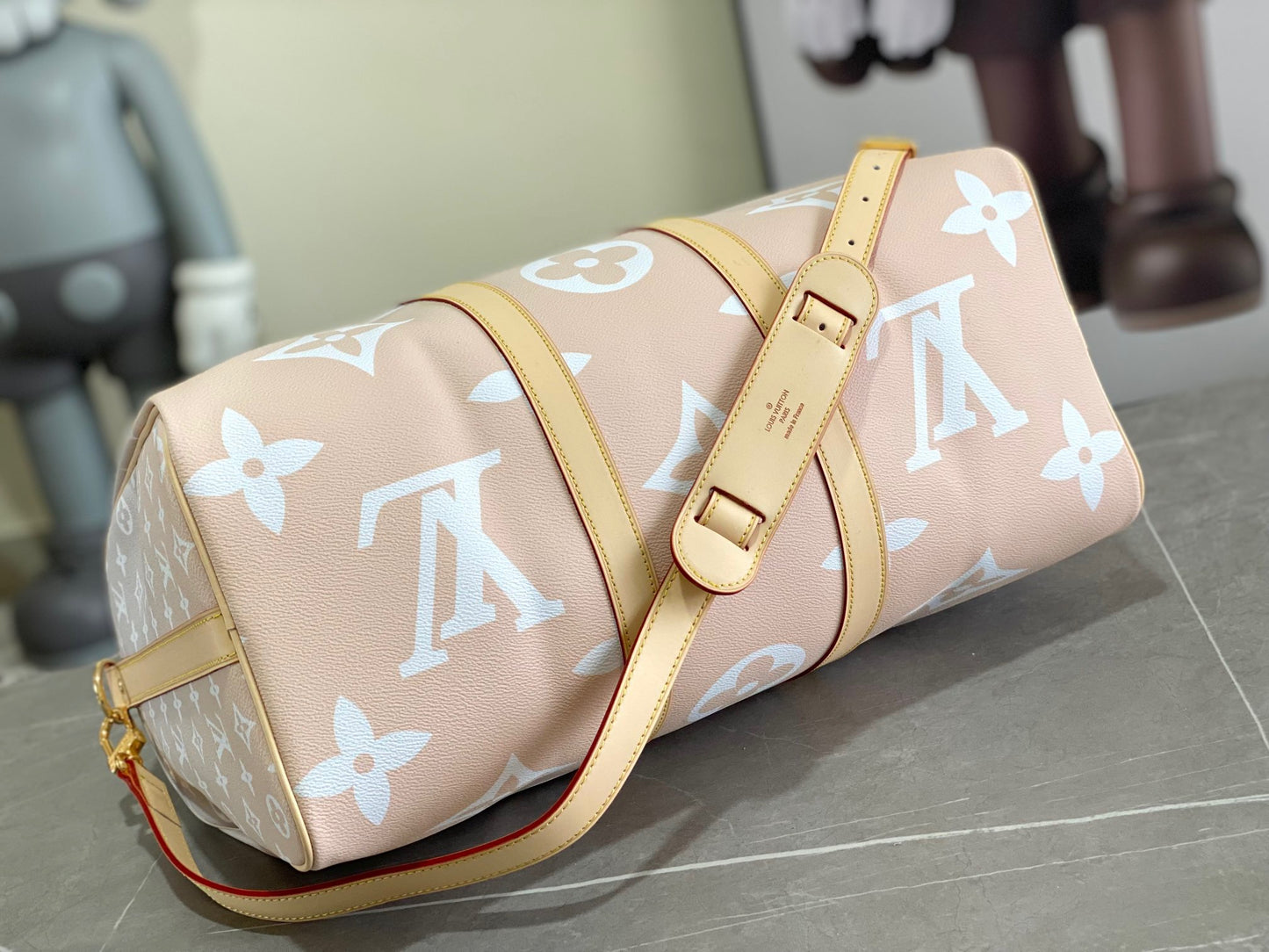 Louis Vuitton Keepall Bandouliere 45 Monogram Embossed Pink