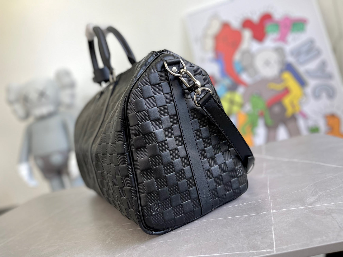 Louis Vuitton Keepall Bandouliere 45 Monogram Black Woven Bag