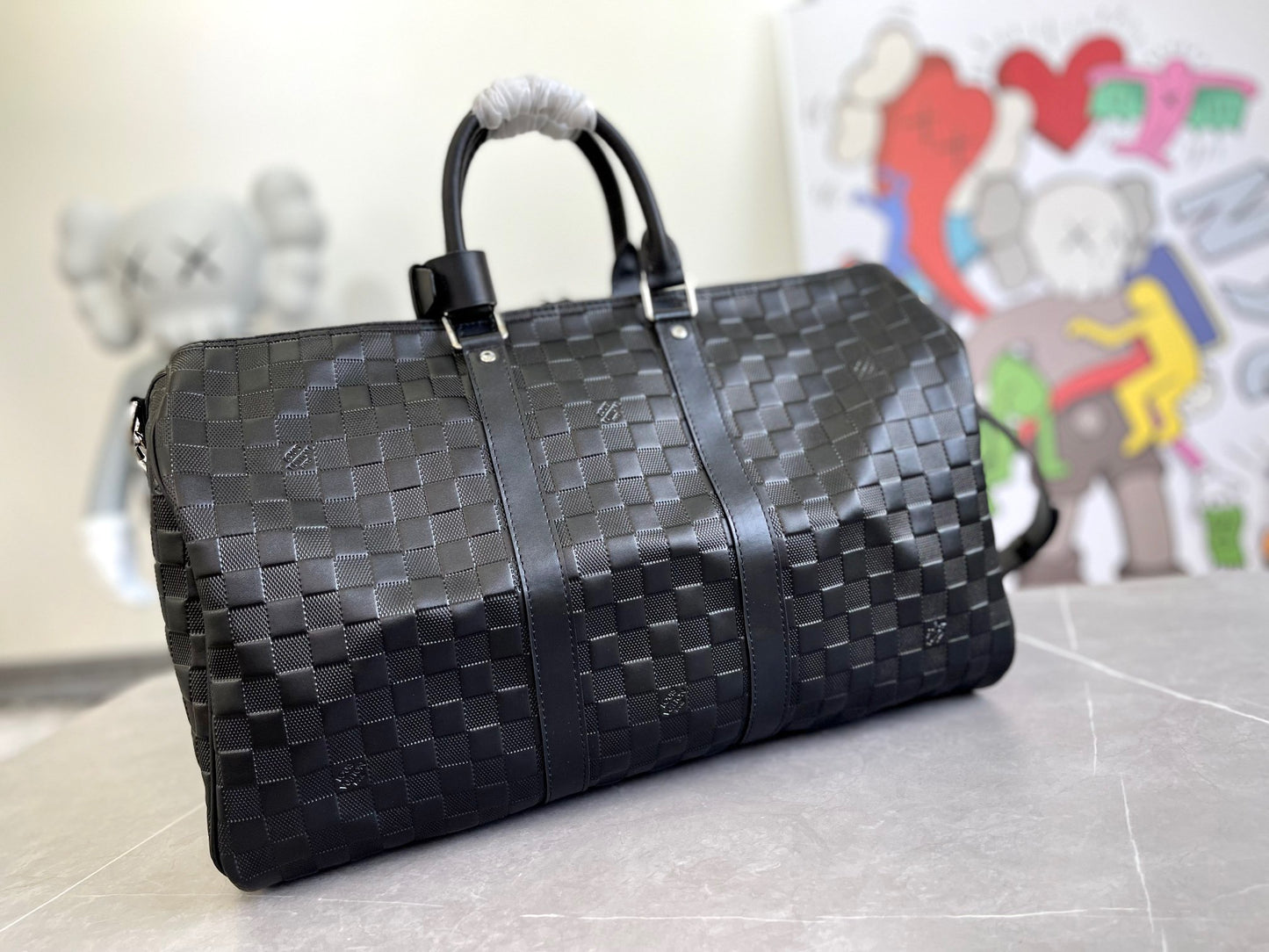 Louis Vuitton Keepall Bandouliere 45 Monogram Black Woven Bag