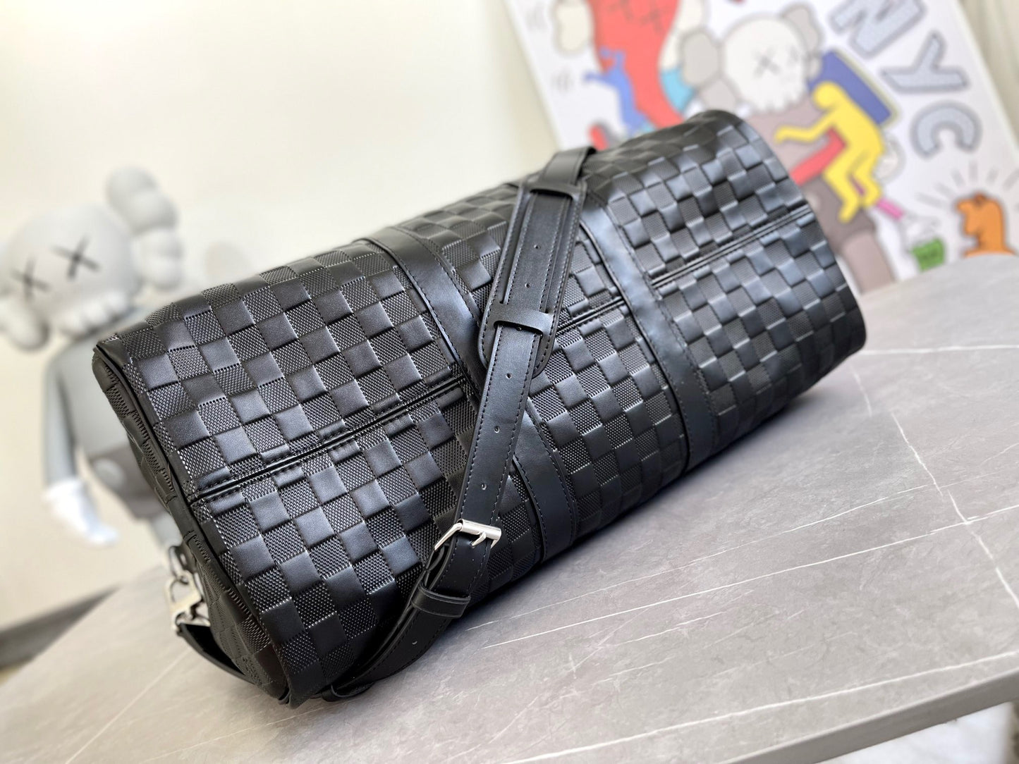 Louis Vuitton Keepall Bandouliere 45 Monogram Black Woven Bag