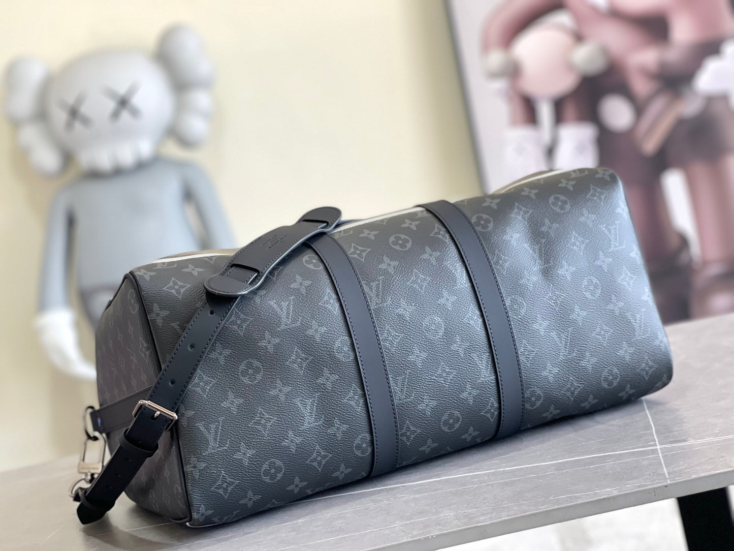 Louis Vuitton Monogram Eclipse Fragment Keepall Bandouliere 45