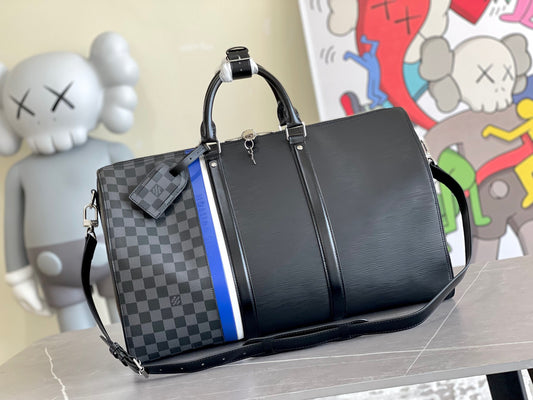 Louis Vuitton Epi Damier Graphite Keepall Bandouliere 45 Black