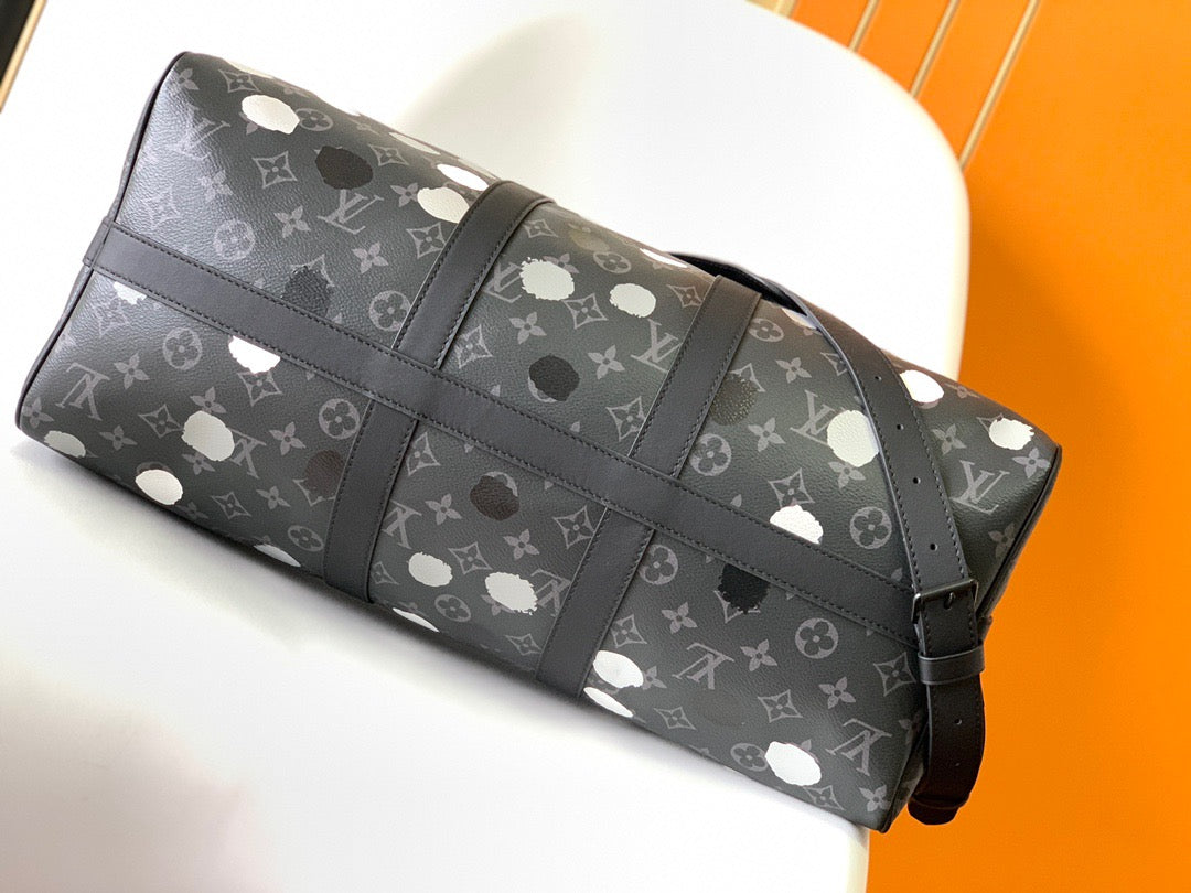 Louis Vuitton Keepall Bandouliere 45 Monogram Black And White Polka Dots