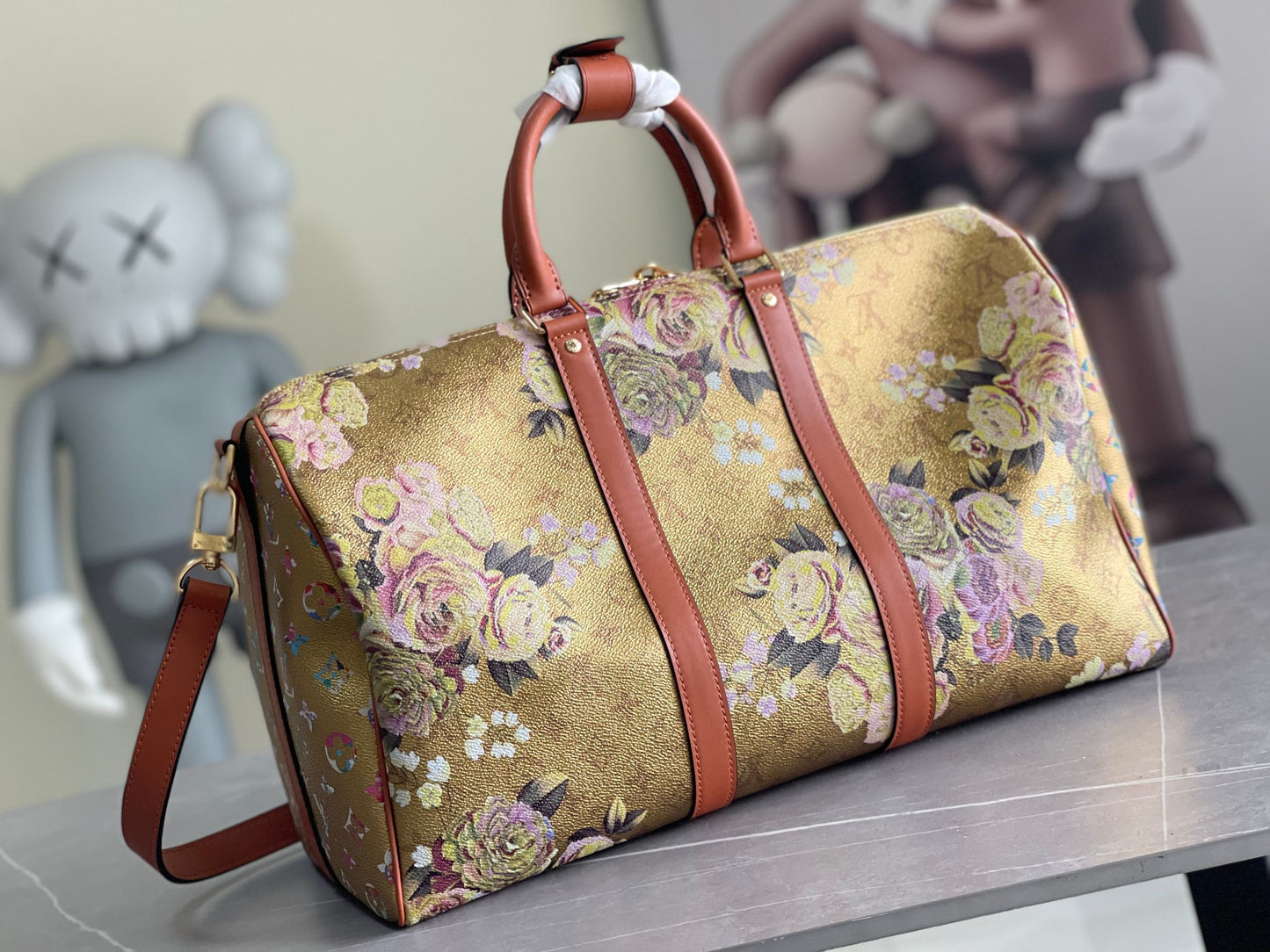 Louis Vuitton Garden Keepall Bandouliere 45 In Gold