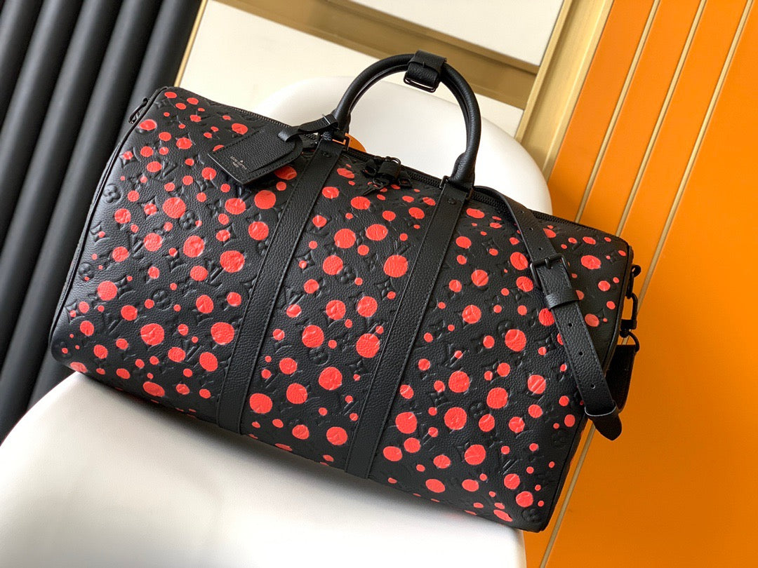 Louis Vuitton Keepall Bandouliere 50 Monogram Yayoi Kusama Series In Red