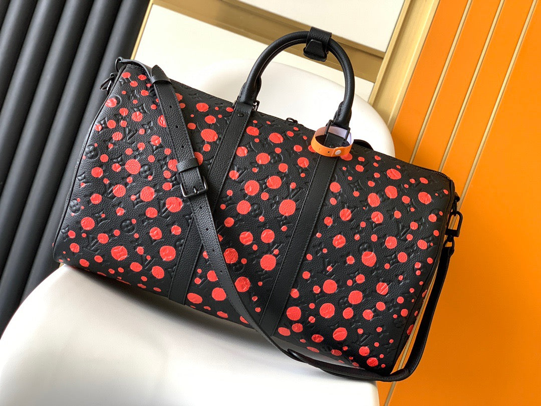 Louis Vuitton Keepall Bandouliere 50 Monogram Yayoi Kusama Series In Red