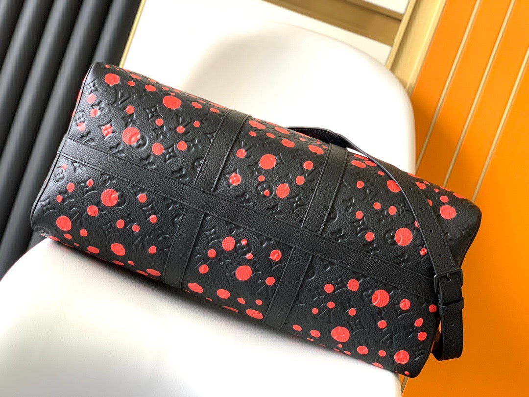 Louis Vuitton Keepall Bandouliere 50 Monogram Yayoi Kusama Series In Red