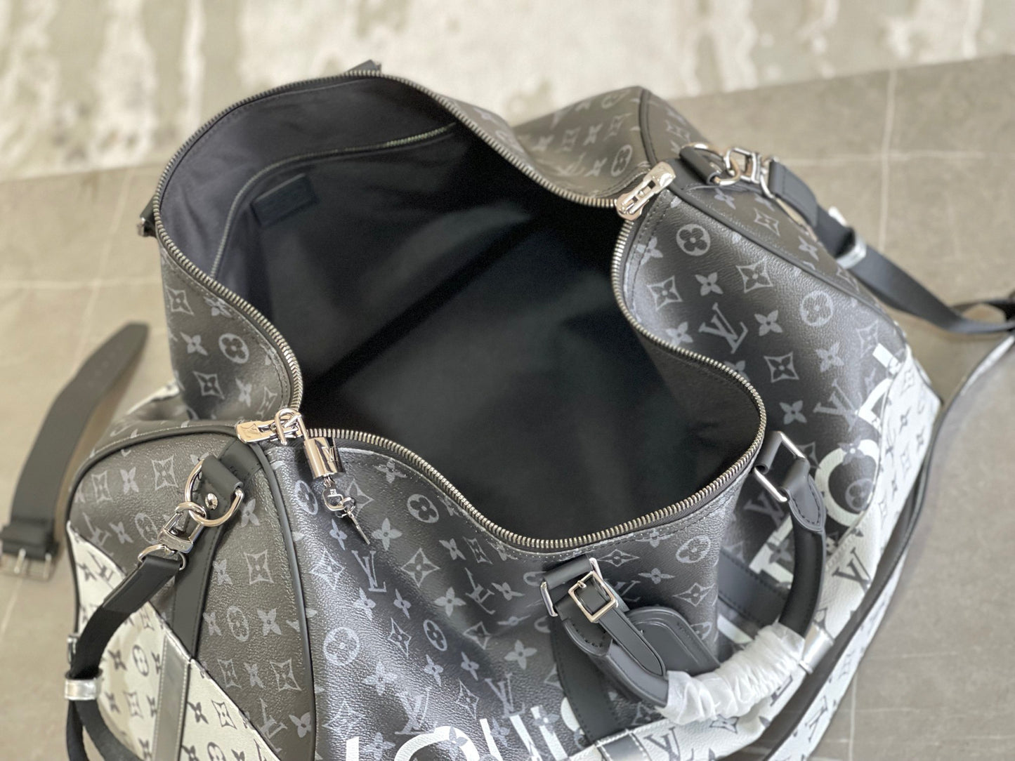 Louis Vuitton Keepall 50 Obsidian And Silver Presbyopia Series