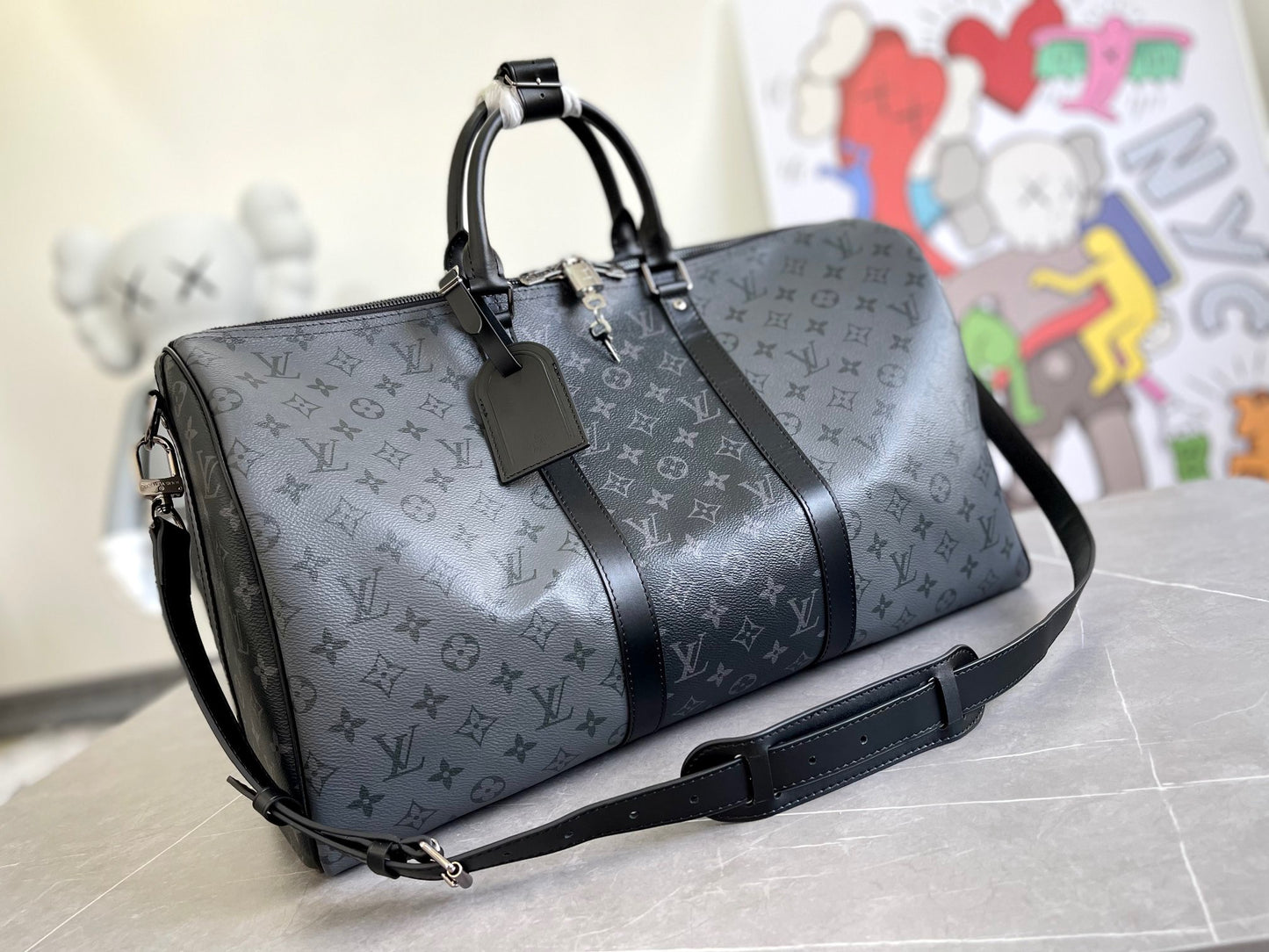 Louis Vuitton Keepall Bandouliere 50 Monogram Embossed Black