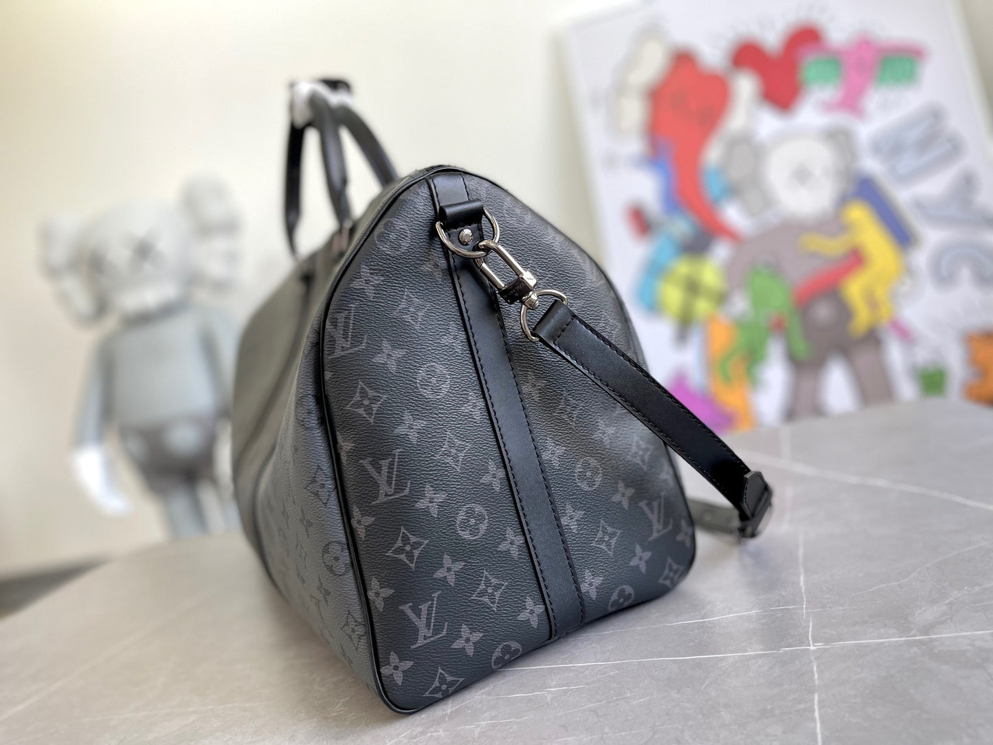 Louis Vuitton Keepall Bandouliere 50 Monogram Embossed Black