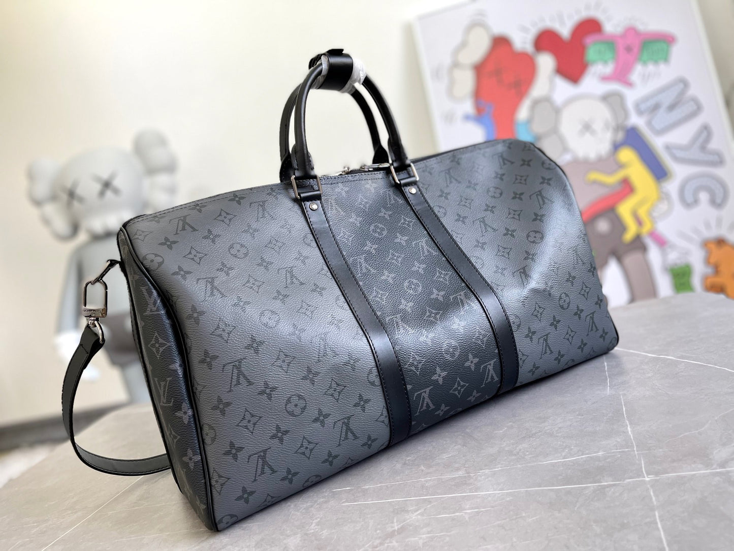 Louis Vuitton Keepall Bandouliere 50 Monogram Embossed Black