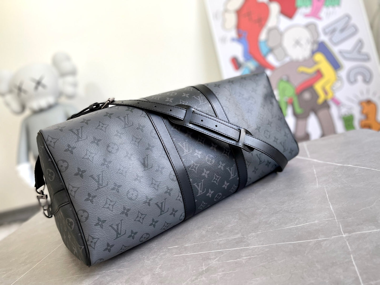 Louis Vuitton Keepall Bandouliere 50 Monogram Embossed Black