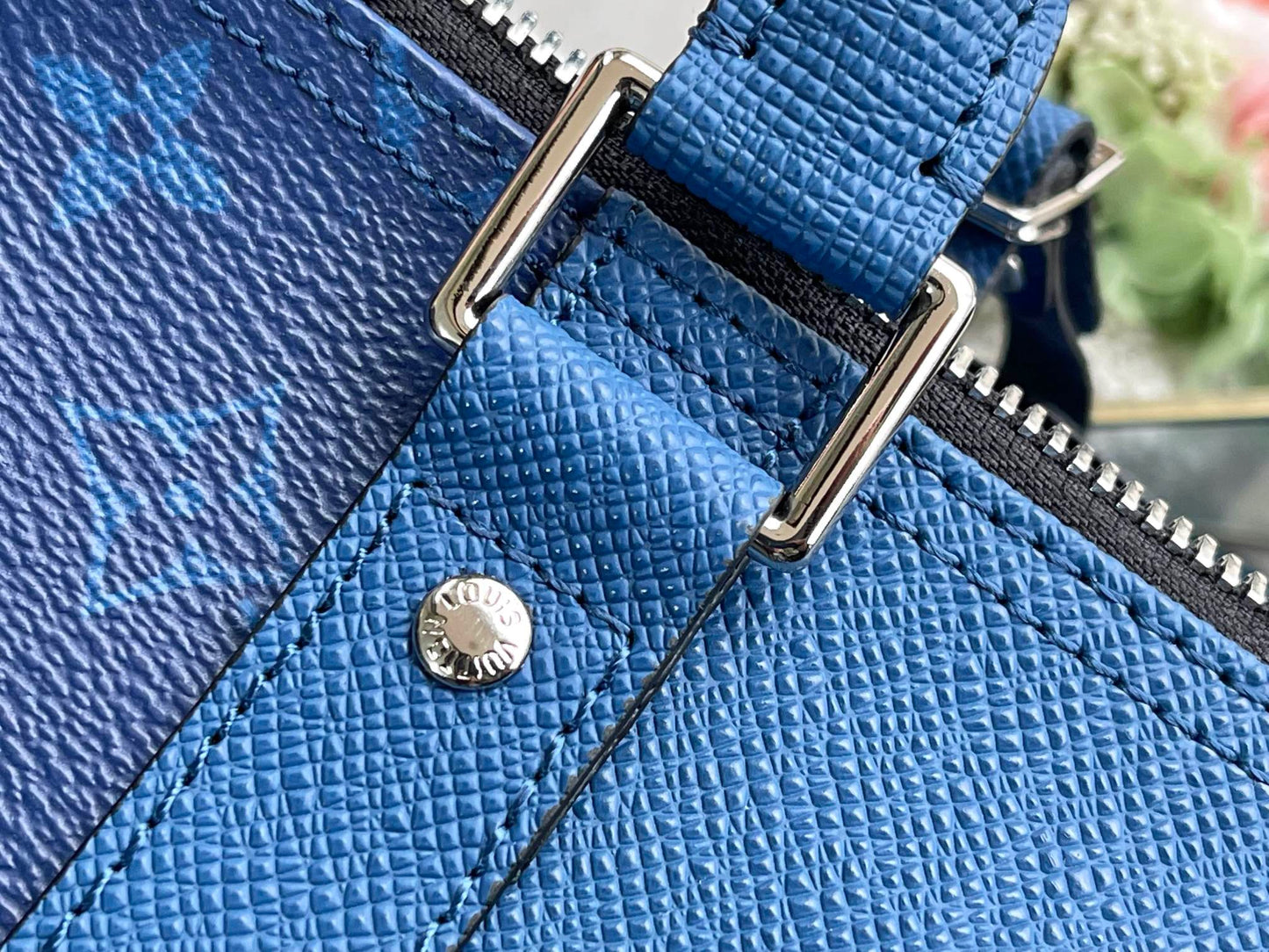 Louis Vuitton Keepall Bandouliere 50 Monogram Embossed Blue