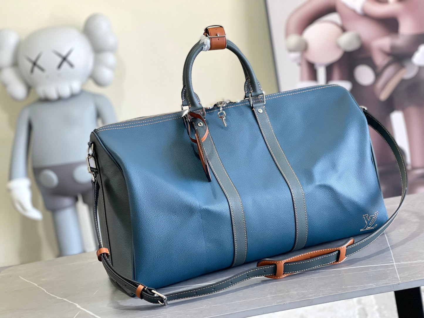 Louis Vuitton Keepall Bandouliere 50 Monogram Blue Full Leather