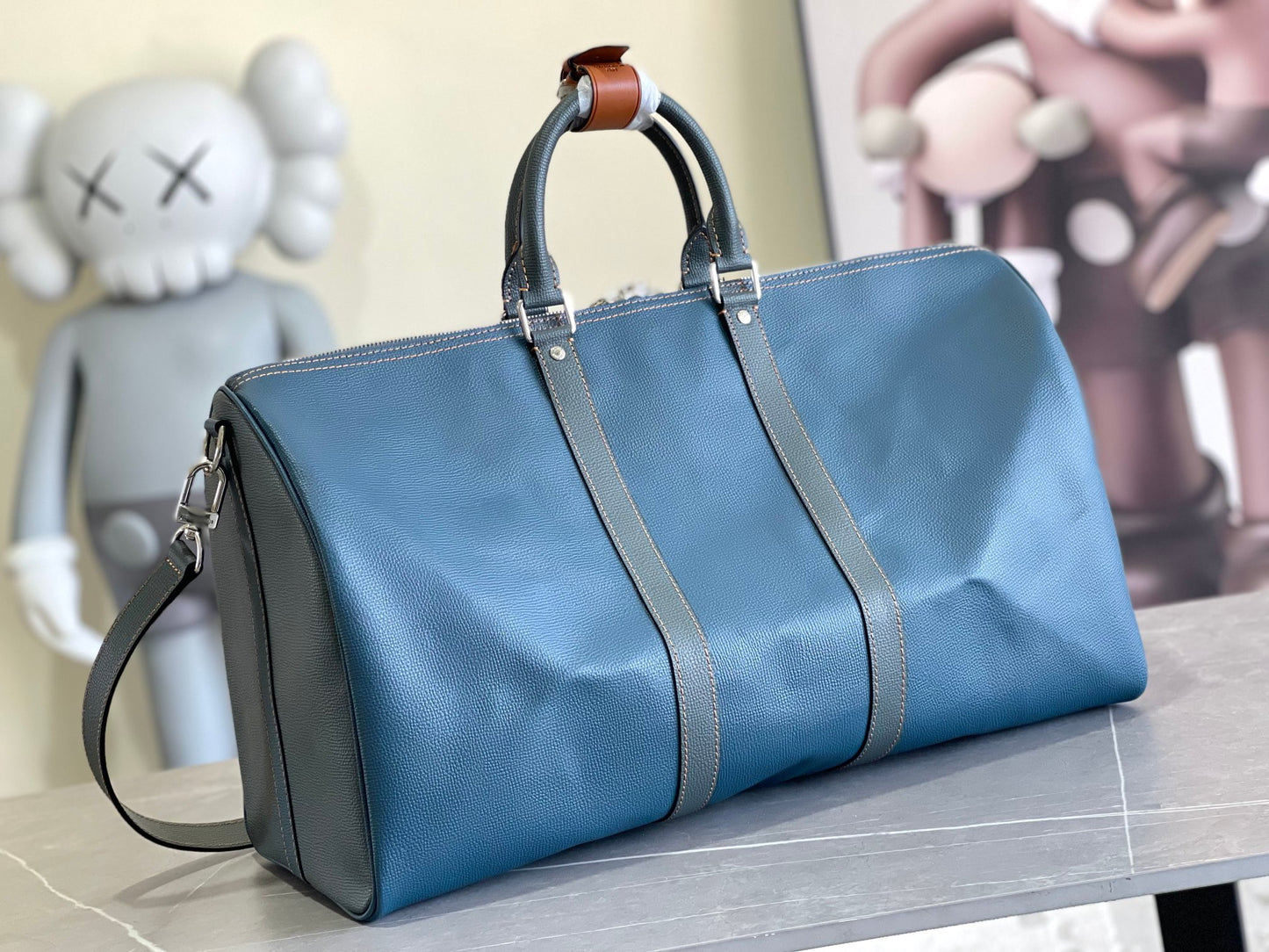 Louis Vuitton Keepall Bandouliere 50 Monogram Blue Full Leather