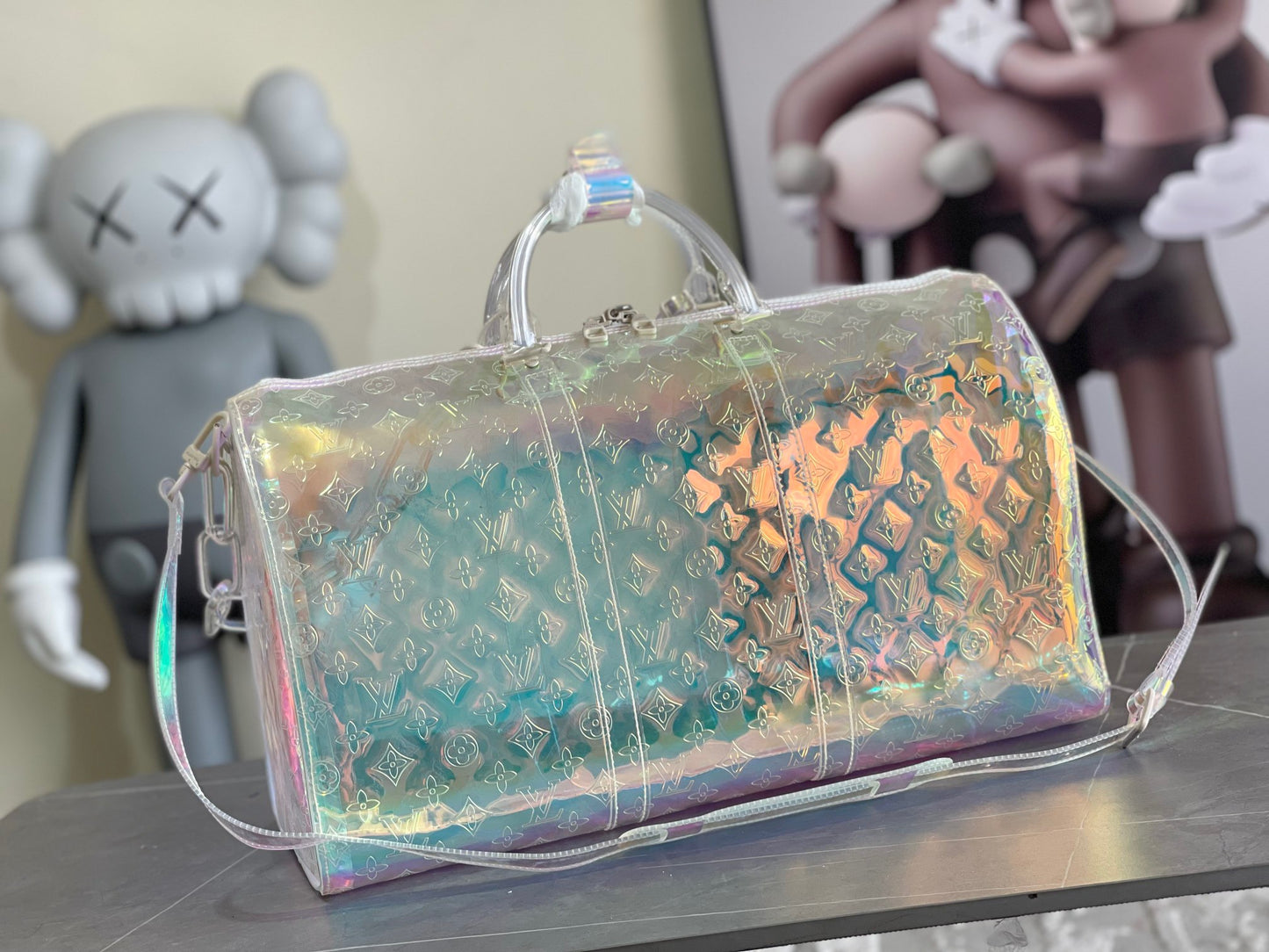 Louis Vuitton PVC Monogram Keepall Bandouliere 50 Iridescent Prism