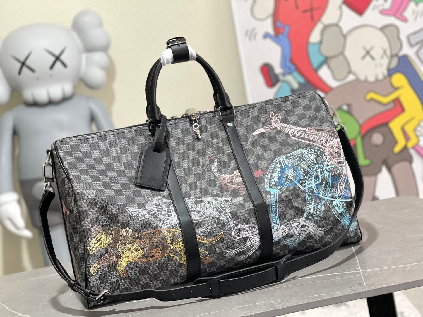 Louis Vuitton Damier Cobalt Jungle Keepall Bandouliere 55