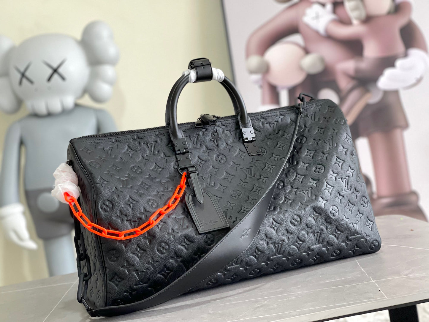 Louis Vuitton Keepall Bandouliere 50 Monogram Embossed Black