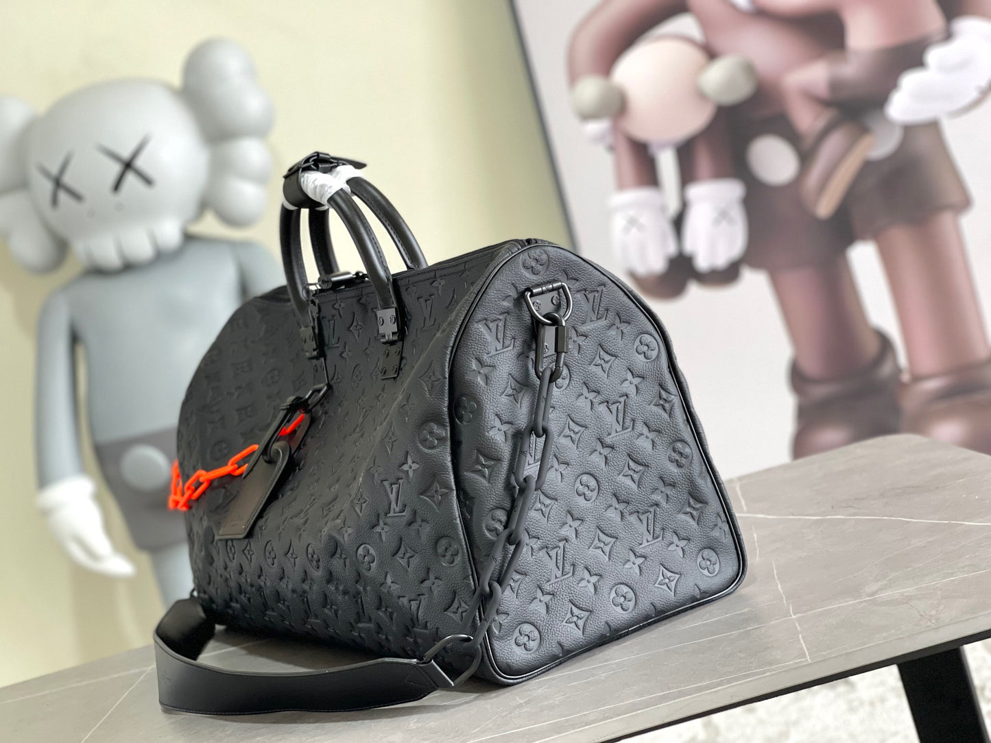 Louis Vuitton Keepall Bandouliere 50 Monogram Embossed Black