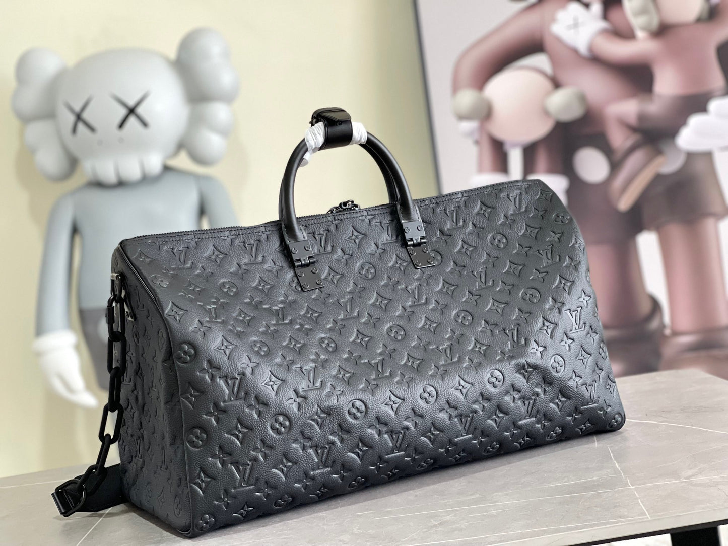 Louis Vuitton Keepall Bandouliere 50 Monogram Embossed Black