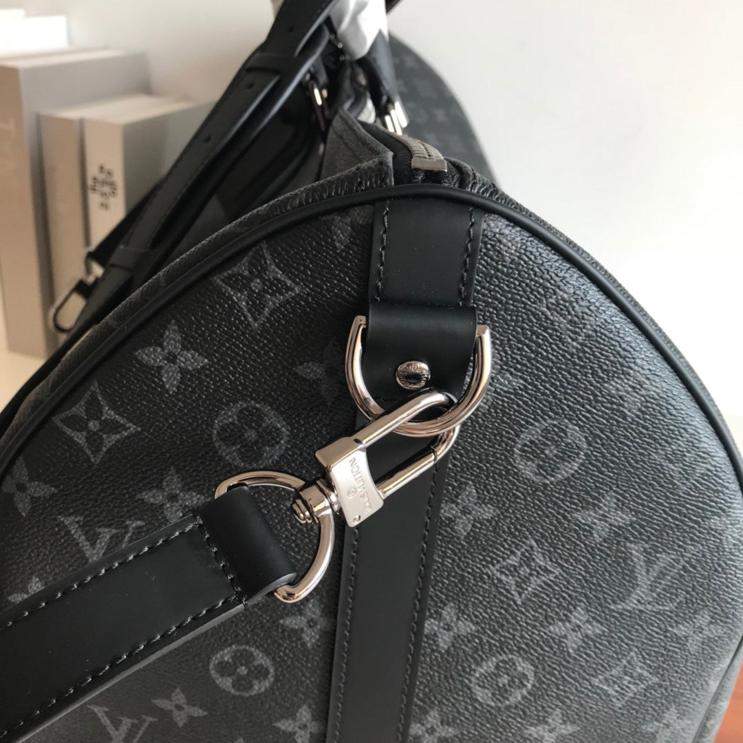 Louis Vuitton Keepall Bandouliere 55 Monogram Embossed Black