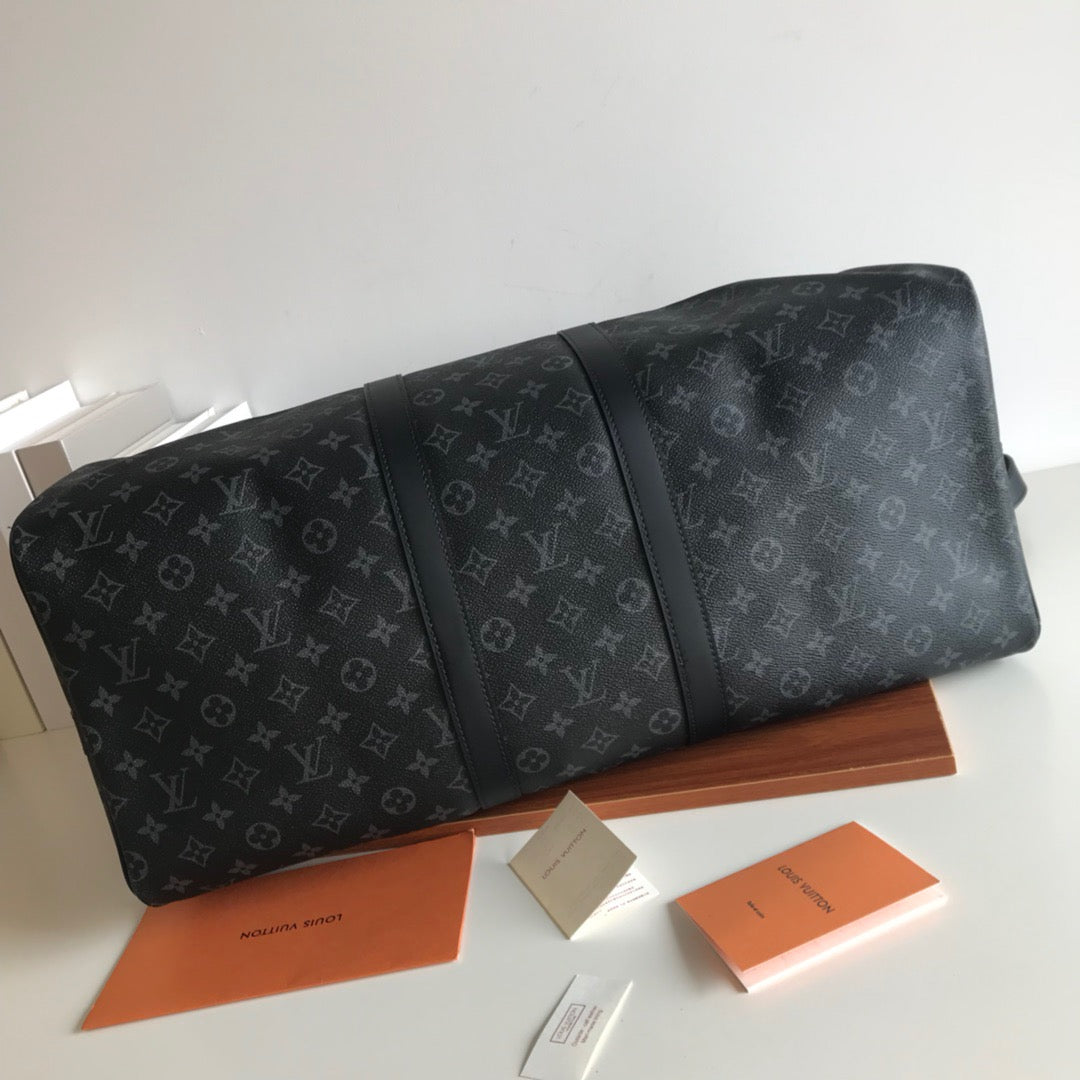 Louis Vuitton Keepall Bandouliere 55 Monogram Embossed Black