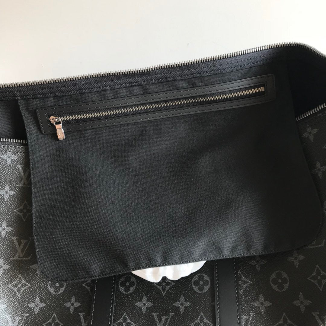 Louis Vuitton Keepall Bandouliere 55 Monogram Embossed Black