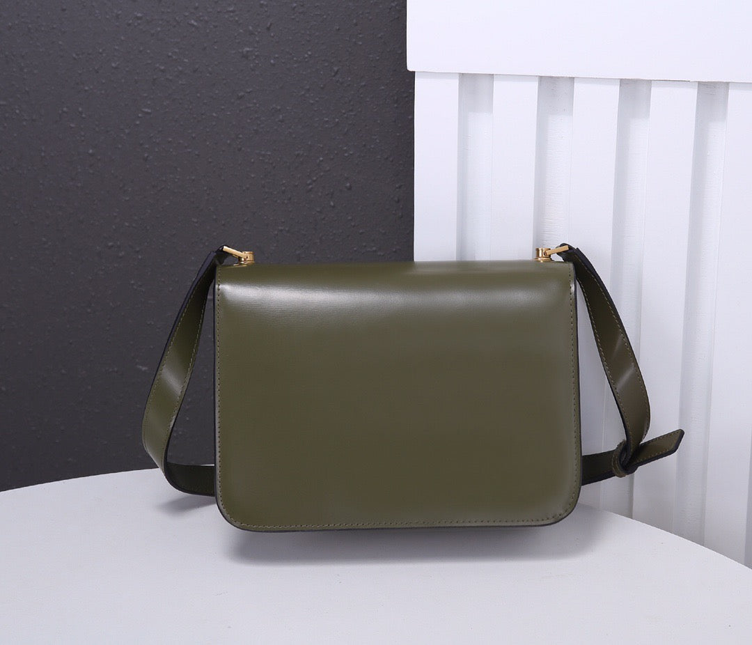 Saint Laurent Le Carre Satchel Bag In Dark Green Calfskin