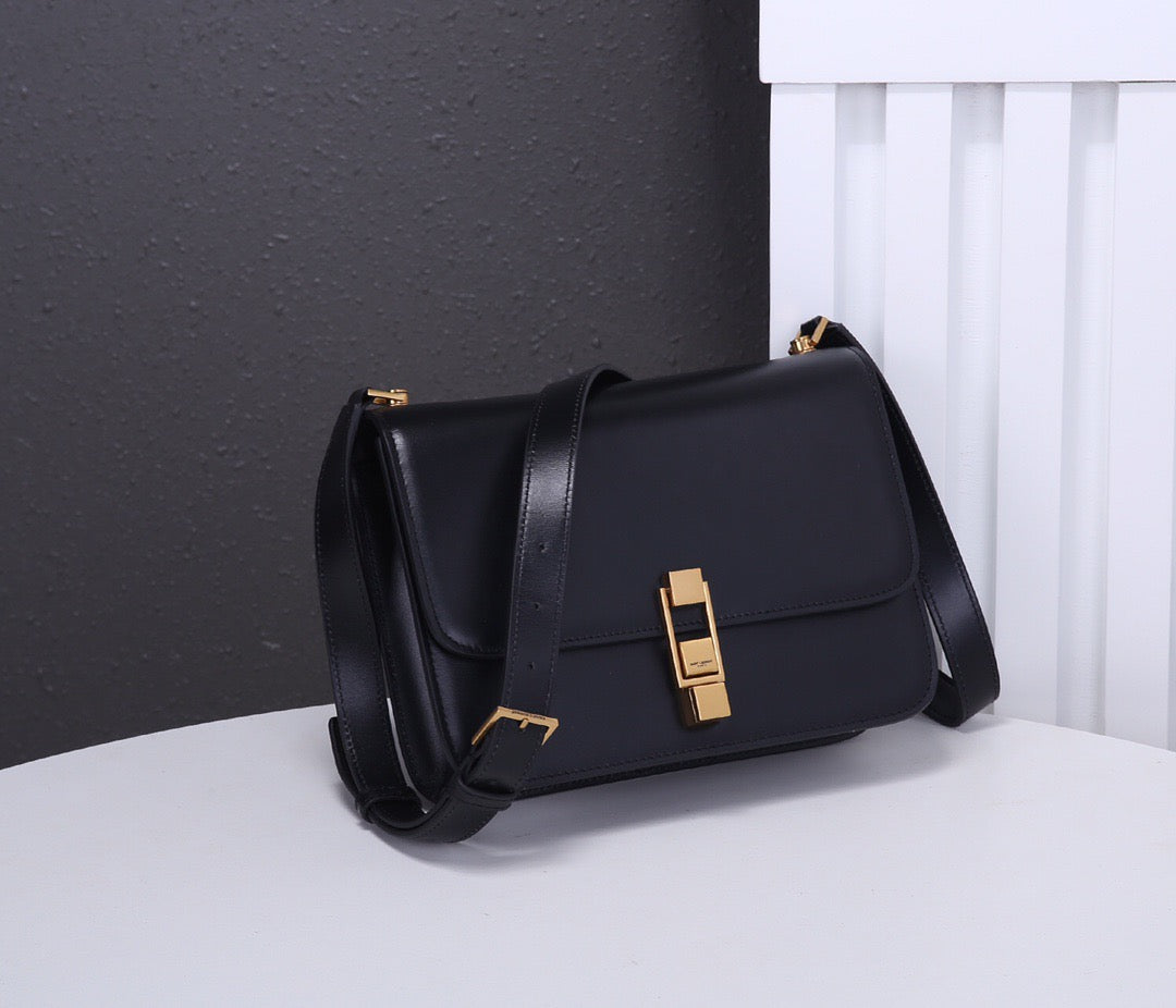 Saint Laurent Le Carre Satchel Bag In Black Calfskin