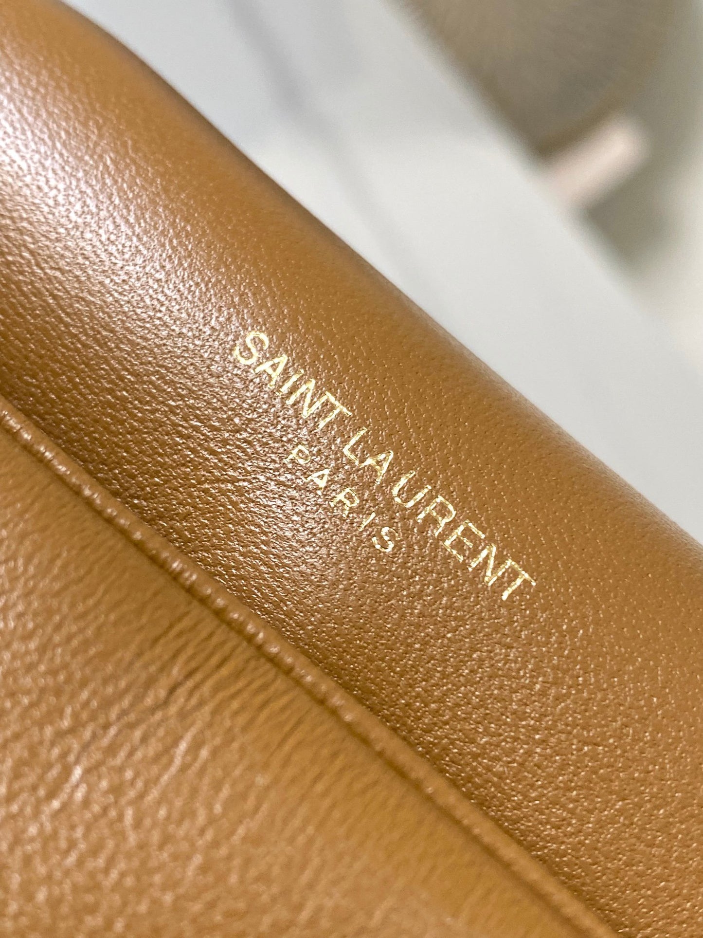 Saint Laurent Le Carre Satchel Bag In Brown Lambskin