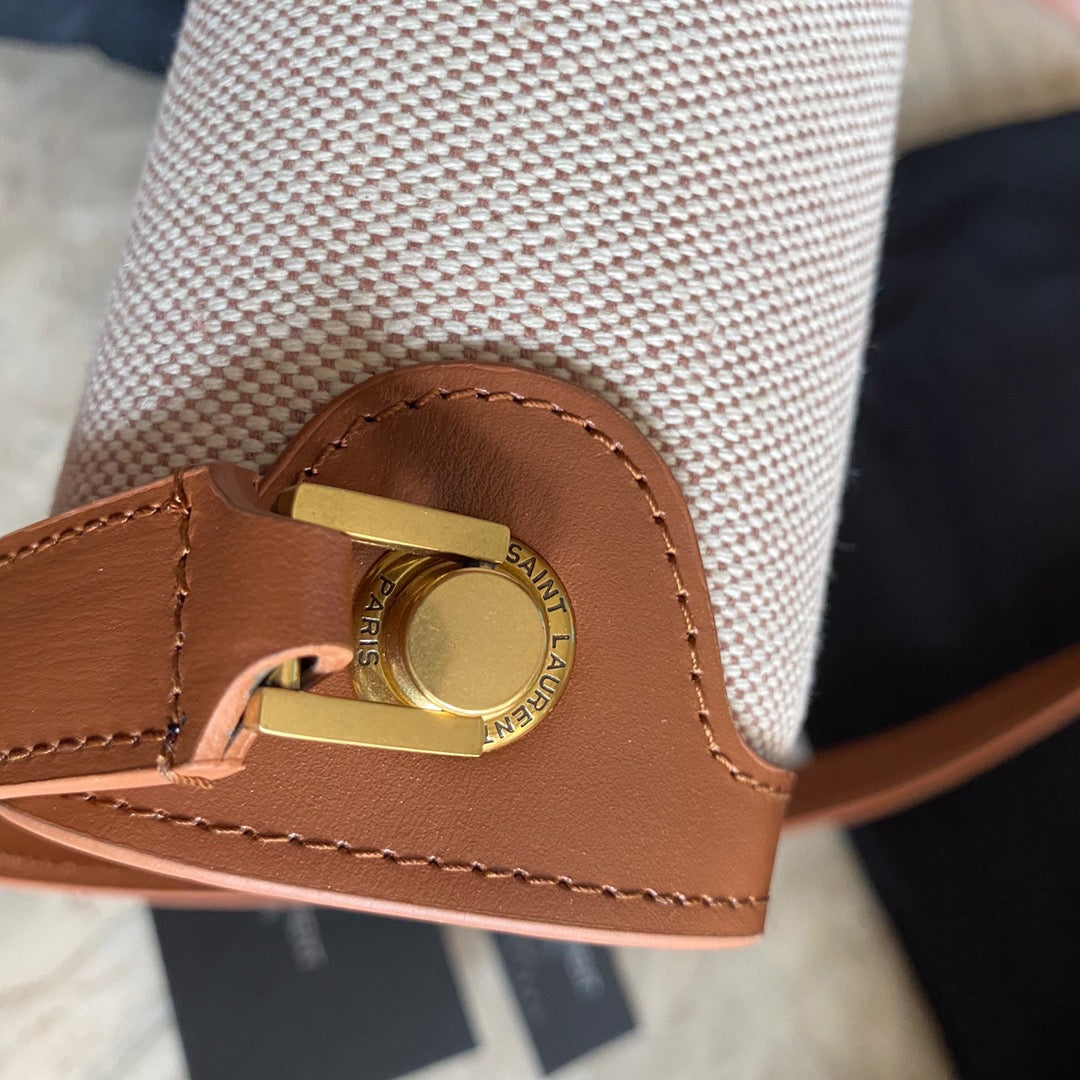 Saint Laurent Le Carre Satchel Bag In Beige Canvas