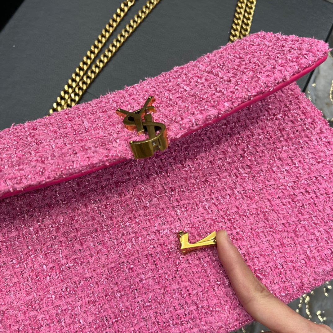 Saint Laurent Le Carre Pink Wool Shoulder Bag