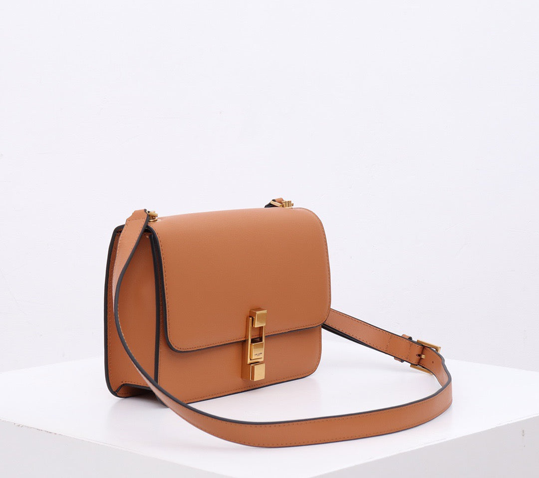 Saint Laurent Le Carre Satchel Bag In Brown Calfskin