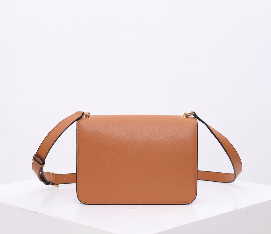 Saint Laurent Le Carre Satchel Bag In Brown Calfskin