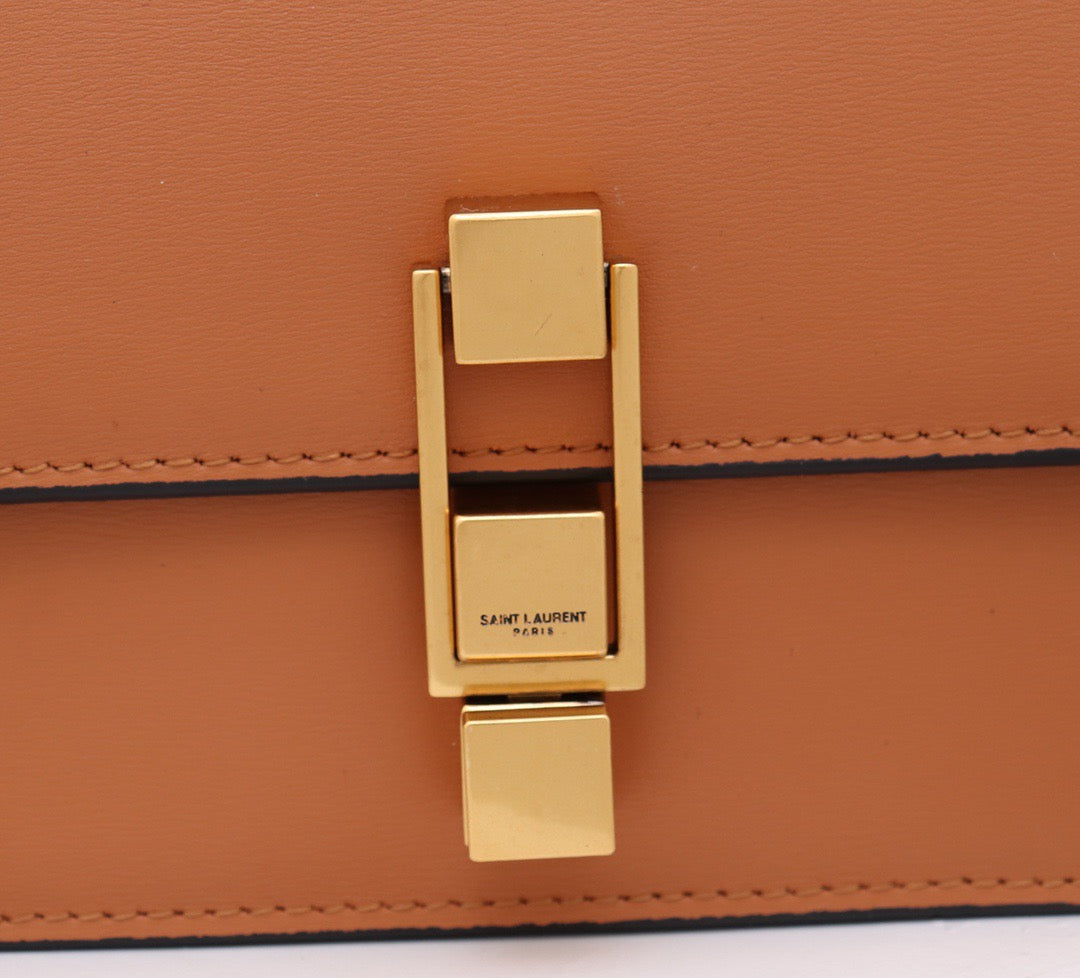 Saint Laurent Le Carre Satchel Bag In Brown Calfskin