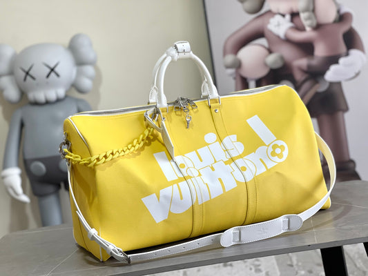 Louis Vuitton Keepall Bandouliere 55 Monogram In Lemon Yellow