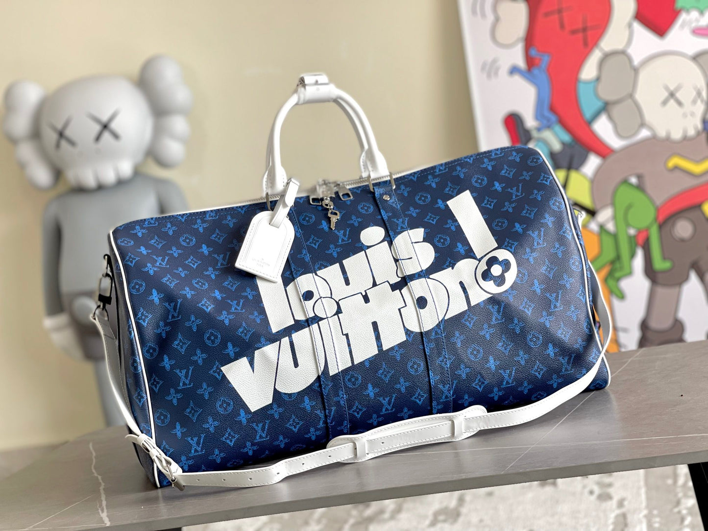 Louis Vuitton Keepall Bandouliere 55 Monogram In Dark Blue