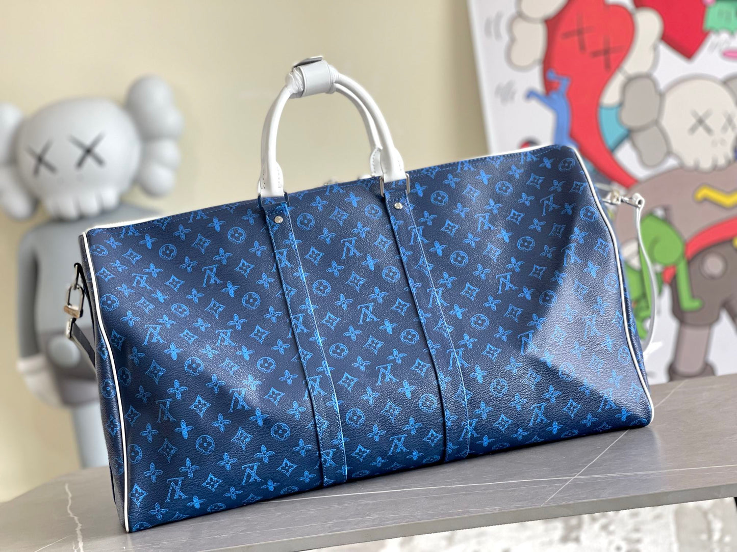 Louis Vuitton Keepall Bandouliere 55 Monogram In Dark Blue