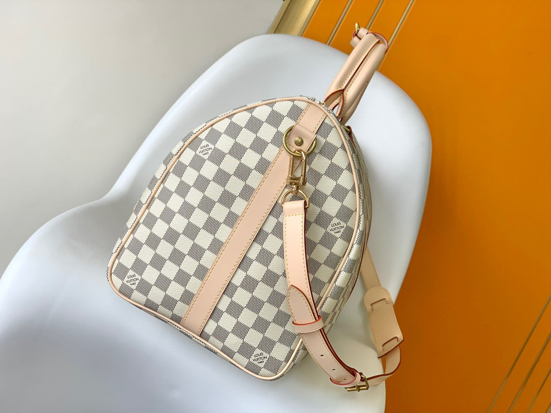 Louis Vuitton Keepall 55 Beige Checkerboard