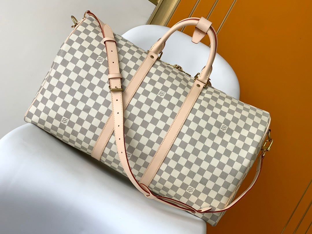 Louis Vuitton Keepall 55 Beige Checkerboard